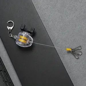Retractable Small Fishing Reel Key Chain, 1 Count Portable Fishing Coiled Lanyard Key Ring, Fishing Accessories for Outdoor, Fishing Gear, Fishing Equipment, Keychains
