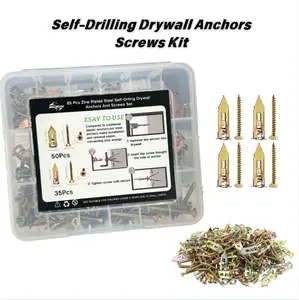 170-Piece Metal Drywall Anchor Set with Screws – High-Strength Toggle Anchors (2 Sizes), Supports up to 66 lbs – Easy Installation for TVs, Bikes, Shelves, and More Self-Drilling Drywall