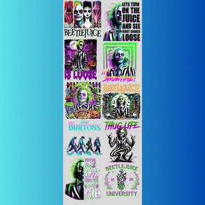 Beetlejuice premade DTF gang sheet, Halloween Prints, Halloween Transfers, Killer Halloween transfers, Spooky transfers, Thug Life Prints Anime Design Canvas Art