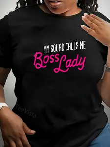 100% Cotton Funny Boss Gift My Squad Calls Me Boss Lady T-Shirt