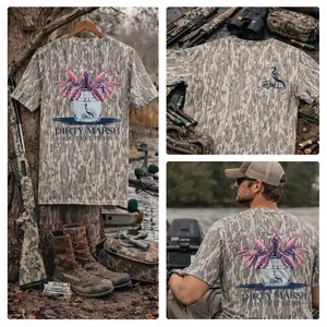 Crawfish Bucket Tee Dirty Marsh Outfitters Backshore Bottomland Washed Out Mossy Oak Camo Cotton T Shirt, Men’s Camo Hunting Tee, Lightweight Outdoor Shirt | Deer Forest Graphic T-Shirt for Men, Gift for Fan, Father's Day, Mother's Day