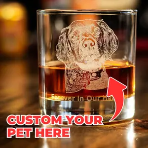 Custom Dog Portrait Whiskey Glass - Custom Pet Memorial Gifts from Photo, Dog Lovers Presents, Dog Dad Gifts, 11 oz, Made in the USA