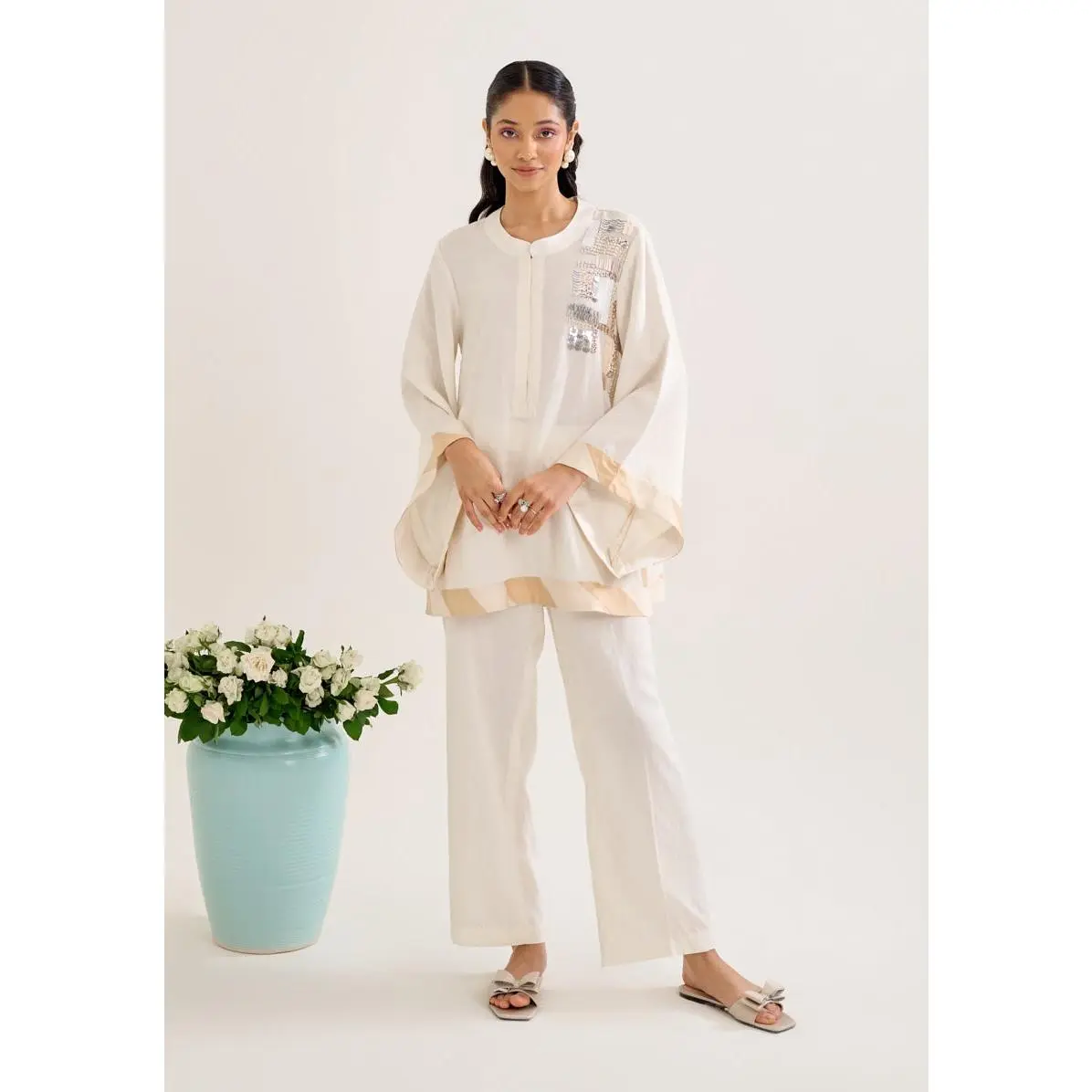 Mogra ivory top and pant