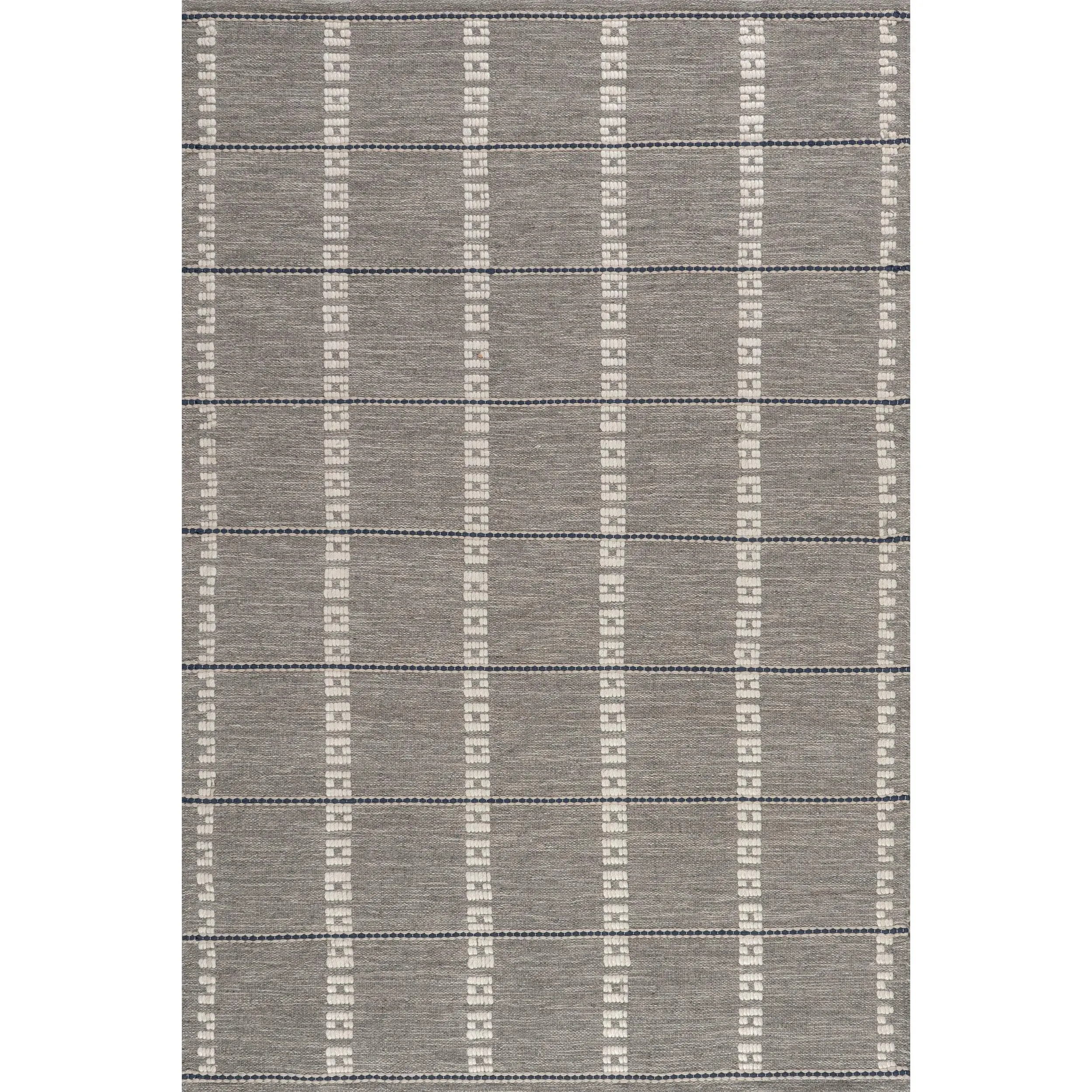 Morgan Wool and Cotton Decorative Area Rug with Geometric Checkerboard Pattern, Geometric Pattern Rug