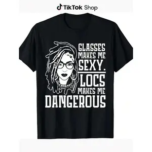 Locs Make Me Dangerous Afro Hairstyle Black American African Mens Summer Casual T-Shirt, Comfortable - Breathable, Soft, 100% Cotton made in usawardrobe essential