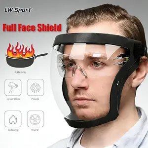 Transparent Visor Adjustable Full-Face Protective Shield, Durable Plastic Safety Mask, Heat & Impact Resistant, Easy Drawstring Closure, Safety Goggles