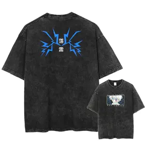 Killua Oversized Vintage T-shirt V1, Acid Wash Shirt,Anime Clothing, Gif for men, Y2K shirts