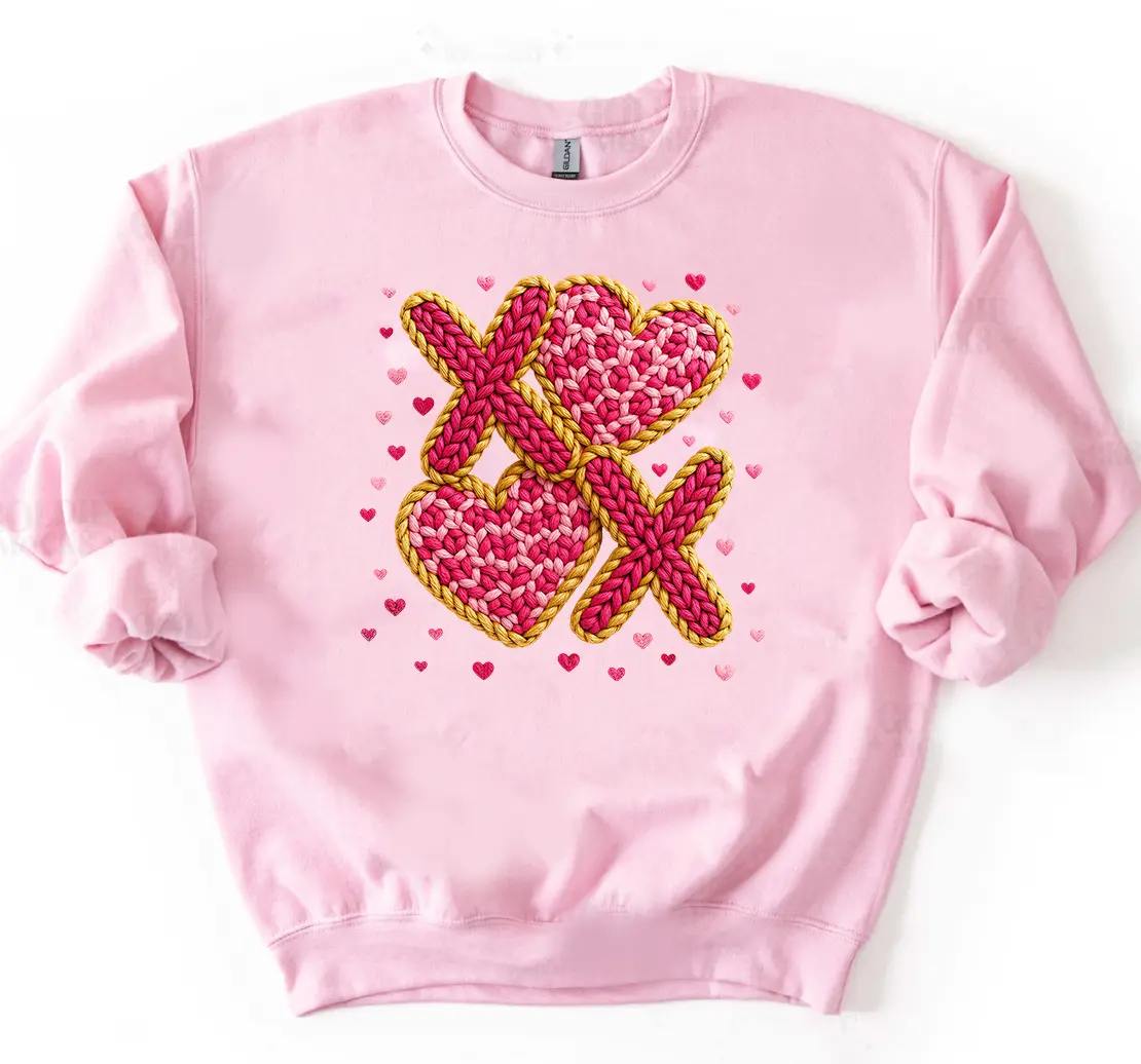 PREORDER: XOXO Yarn Sweatshirt, Light Pink