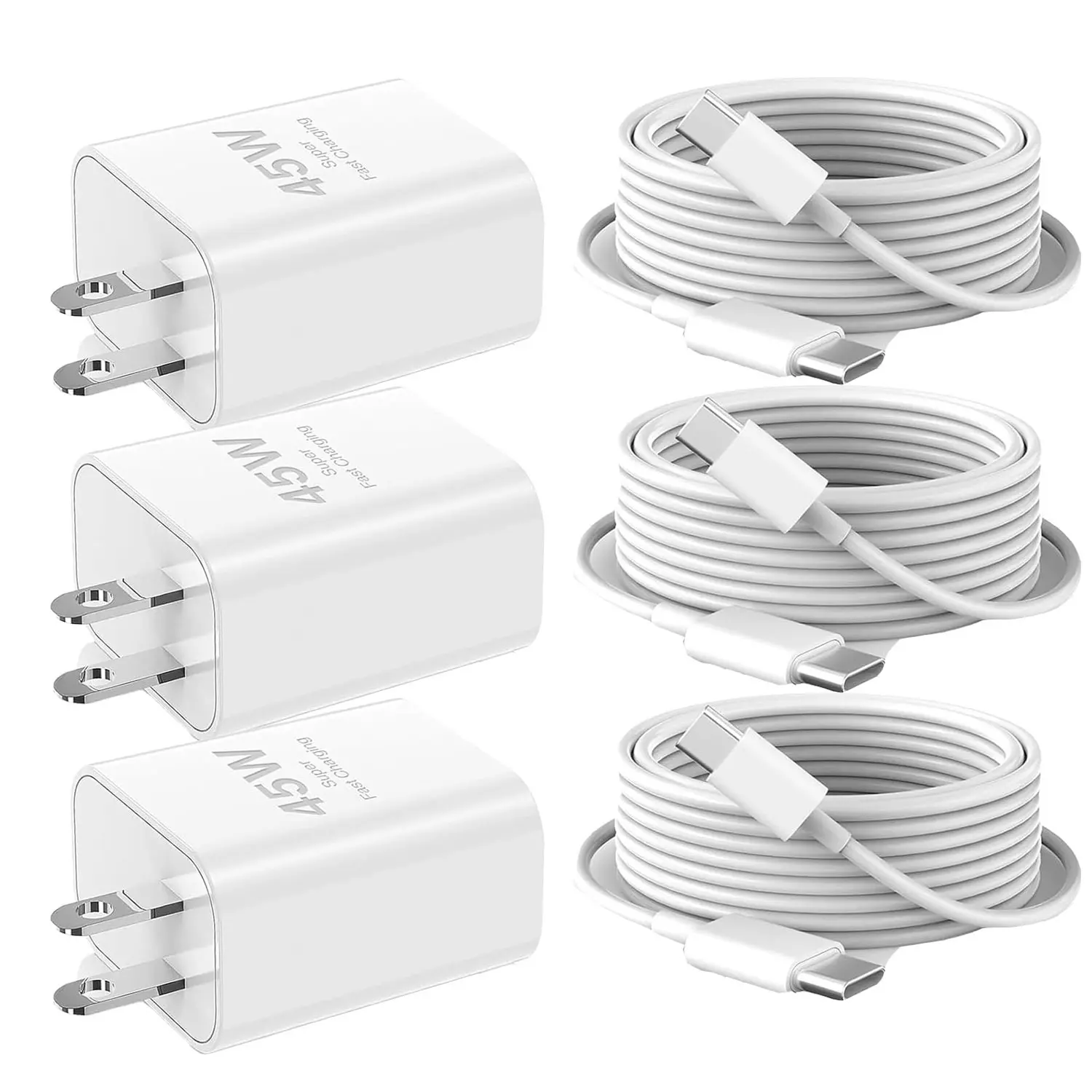 45W USB-C Super Fast Charger Block with 10Ft Multifunctional Charging Cable - PD3.0/PPS Mobile Fast Charging Solution for iPhone 17/17 Air/16/15 Plus Pro Max, Galaxy, iPad, MacBook, Pixel Devices