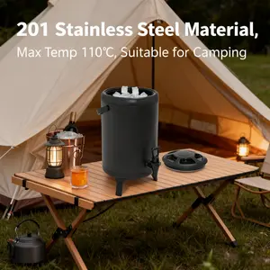 10L Stainless Steel Beverage Dispenser Black 4-8H Insulation Foldable Bracket Spring Faucet For Party Picnic Cafe Camping Cold Hot Drinks