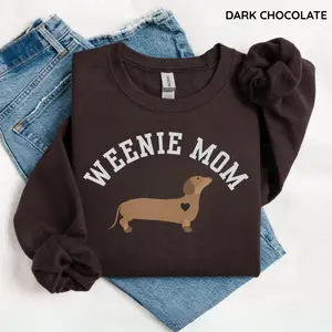 Dachshund Sweatshirt, Funny Wiener Dog Mom Crewneck, Cute Weenie Lover Pullover, Cozy Retro Puppy Graphic Shirt, Best Gift for Dachshund Owners
