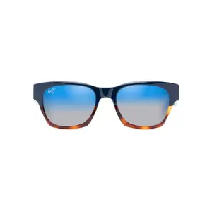 Maui Jim Valley Isle Sunglasses DBS780-03 Navy with Tortoise Frame Dual Mirror Blue to Silver Lenses