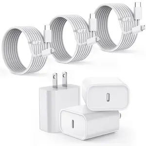 SANPRIO 3Pack Fast Charging Wall Charger & 6FT USB-C to Lightning Cable for iPhone 14/14 Pro Max/Plus/13 Mini/12/11/XR/XS Smartphones Cellphones Electronic