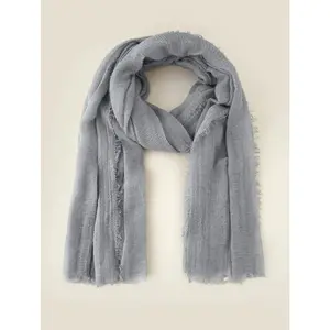 Crinkle Cotton Scarf | Light Gray - Soft and Textured Design, Ideal for Cold Weather Wear