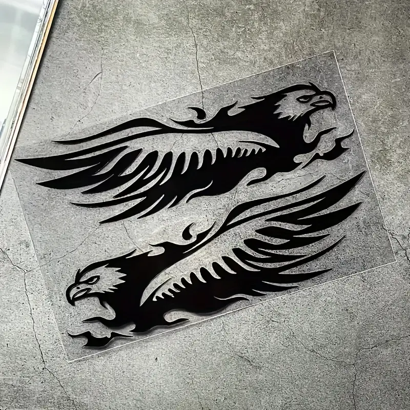 A pair of Eagle Flame Vinyl Motorcycle Car Stickers, Automotive Decals for Vehicles, Eagle Series Car Stickers, Vehicle Exterior Decoration, suitable for car interior/exterior personality upgrade