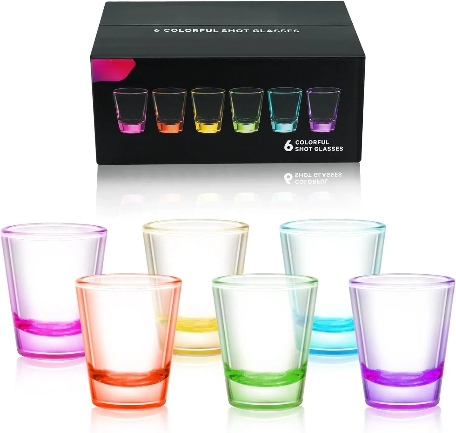 6 Pack Shot Glasses Set,1.5 oz Colorful Shot Glass with Heavy Base,Shot Glass for , , , Espressos,  & Liquors