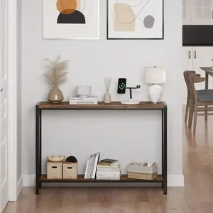 Console Table For Entryway,2-Tier Narrow Console Sofa Side Table For Entryway Hallway Living Room,Foyer Sofa Table Narrow With Storage,Black,42.9"