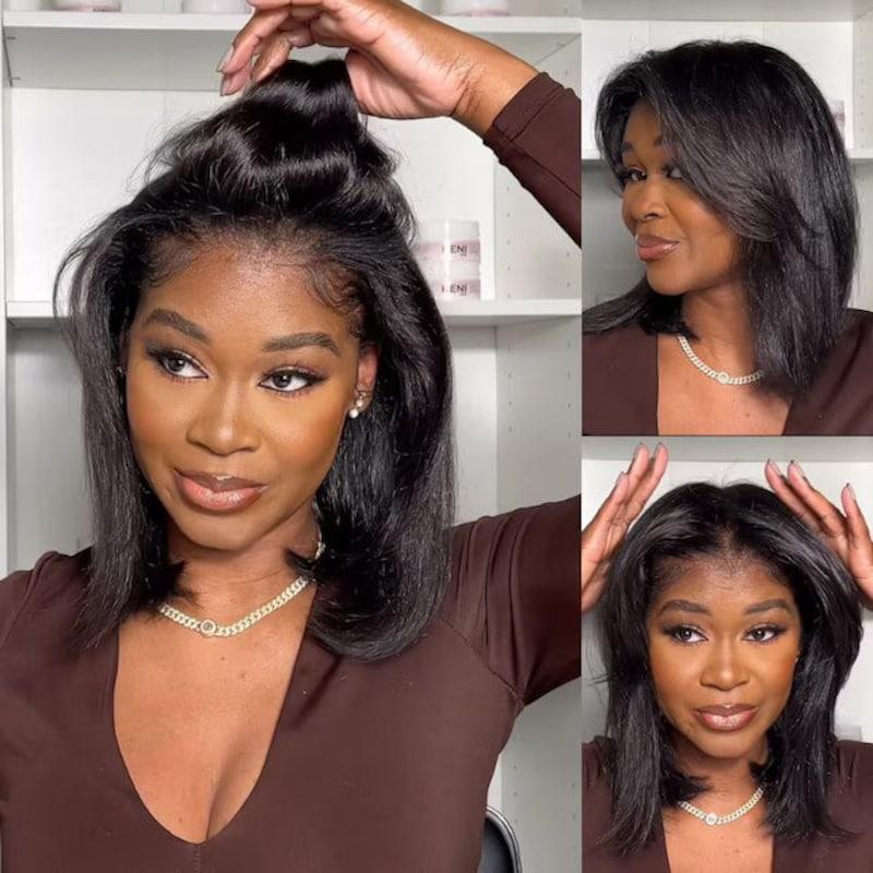 UNice Glueless Yaki Straight Short Bob Wig Pre-cut 7x5 HD Lace Human Hair Wigs with Bleached Knots Beginner Friendly Natural Hairline ##tiktokshopjumpstartsale