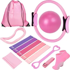 Home Pilates Essentials Kit for Women,Pilates Equipment Set with 9 Inch Yoga Ball,Exercise Ball,Figure 8 Resistance Band,Pilates Bands & Accessories,Pilates Ring and Ball Set for Beginners Home Workouts，Christmas, New Year