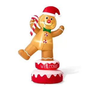 Glitzhome 6' LED Lighted Inflatable Rotating Gi ngerbread Man