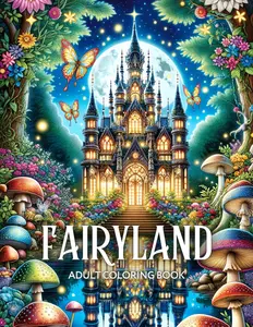 Fairyland Adult Coloring Book: Fairytale Designs of Enchanting Fairies, Magical Houses, and Fantasy Castles for Mindfulness and Relaxation, Paperback