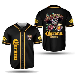 Corona Beer Baseball Jersey, Celebra Día de los Muertos Gift for Beer Lover, Funny Calavera Beer Jersey Shirt, Gift for Her, Mens Shirt Jersey Shirt