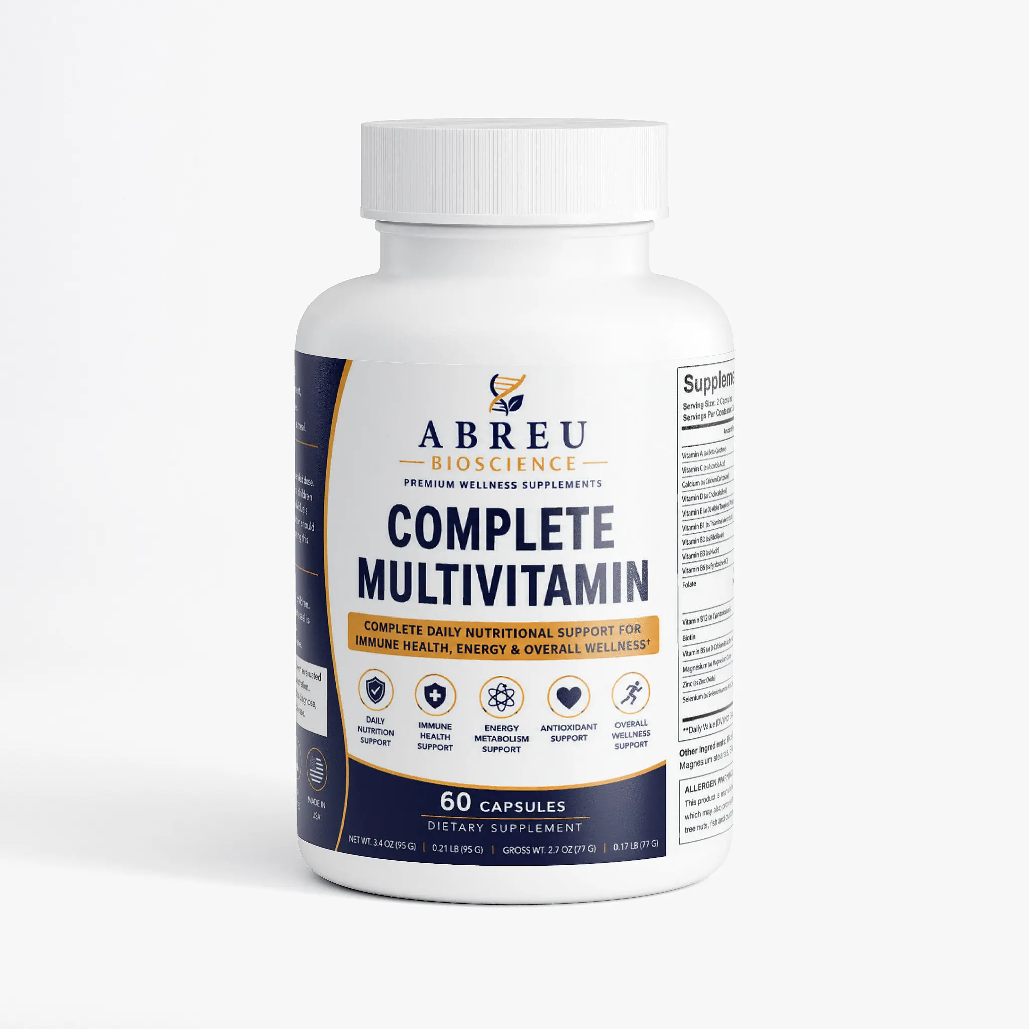 Abreu BioScie Complete multivitamin complex - antioxidant-rich formula with performance enhancers, B vitamins, and immune system support