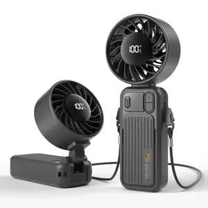 KinYiLO Portable Handheld Turbo Fan, 100Speed,4000mAh Battery Operated, Up to 16 Working Hours, 3 IN 1 Hand Fan Rechargeable with Air Turbo Tech Cooling Fan for Outdoor Activities, Travel, Working, Summer Selected Products