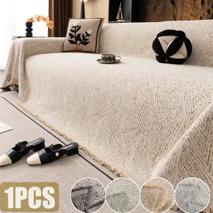 Anti-Slip Chenille Sofa Throw Blanket, Solid Color Simple Design, All-Season Use, Bedroom Decor, Soft and Cozy, Easy Care, Soft Sofa Protector
