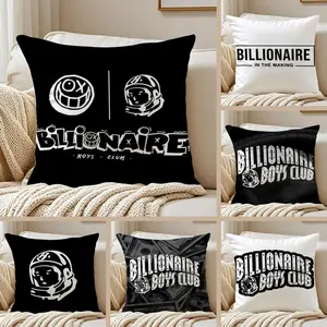 Trendy Streetwear American Fashion Brand B-Billionaire Boys Club Pillow Case Pillowcase Anti-dustmite Pillowcase Invisible zipper silky short plush Sofa cushion cover polyester microfiber standard queen king white bed home