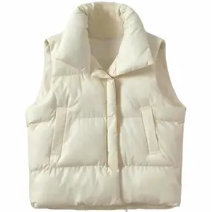 Plus Size Puffer Vests for Women Autumn Winter Ladies Oversized Solid Puff Padded Gilet Cropped Warm Vest Womenswear Zipper Deep Pocket Does not apply