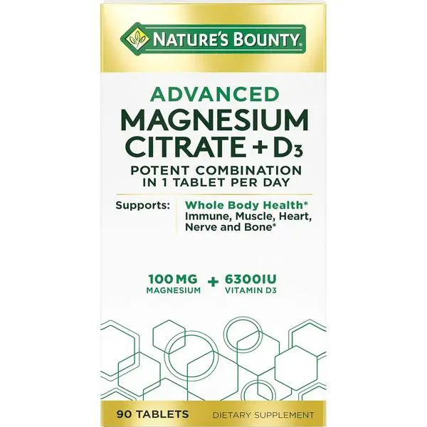 Nature’s Bounty Advanced Vitamin D3 with Magnesium Citrate Immune Formula, Supports Immune and Bone Health, 90 Tablets