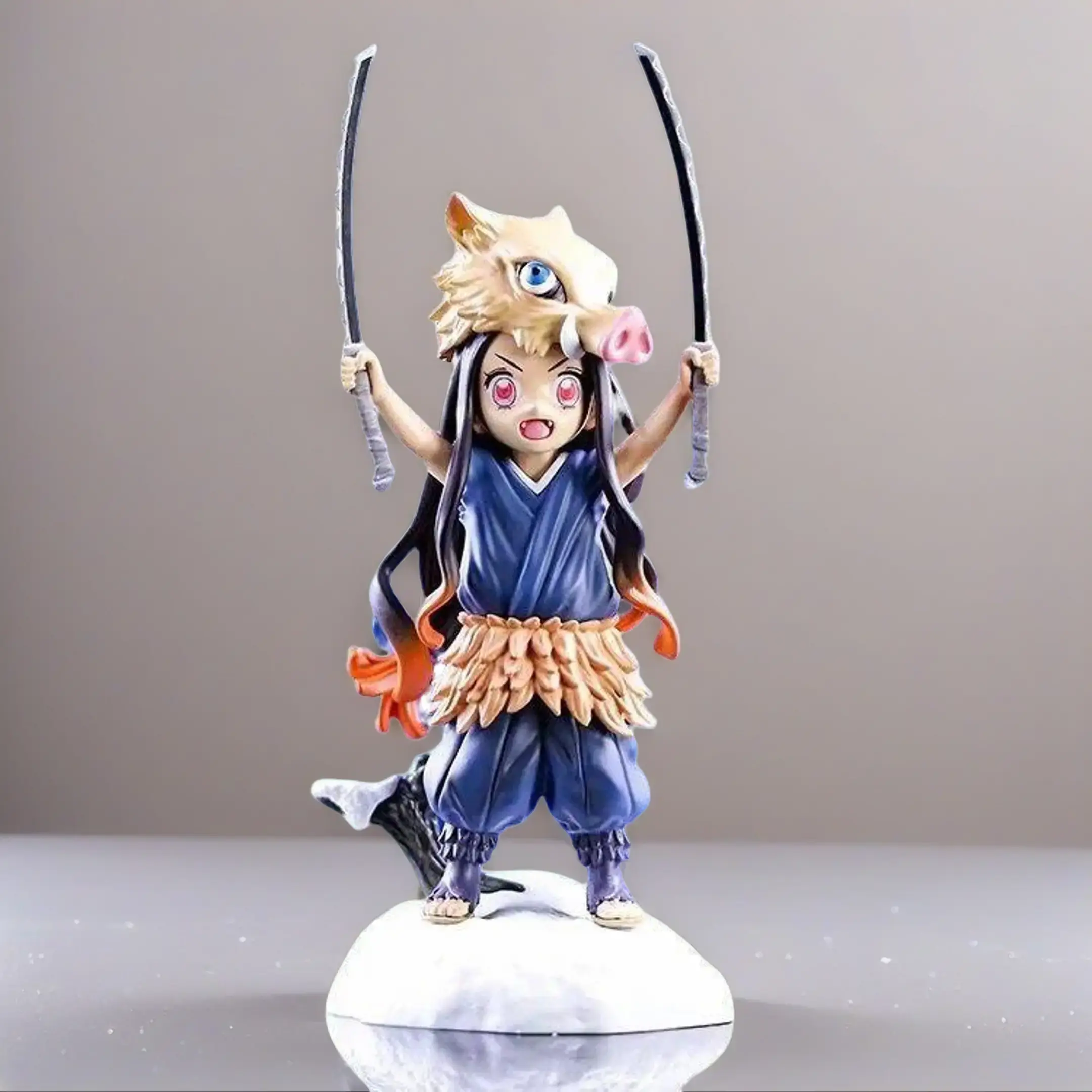 Demon Slayer Nezuko as Inosuke Action Figure Doll, Anime Character Figurine, Collectible Minifigures, Home Decor Room Decor Statue, Desktop Display Figurines Collectibles