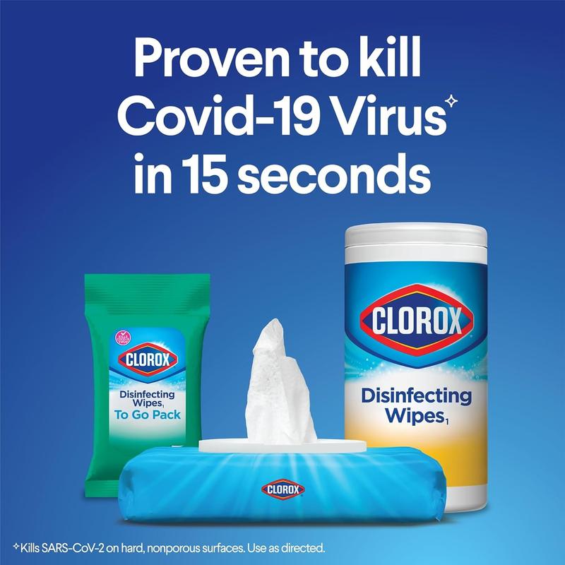 Clorox Disinfecting Wipes On The Go, Bleach Free Travel Wipes, Household Essentials, 9 Ct, Pack of 24