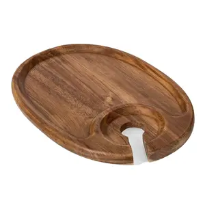 Wine Glass Serving Tray Oval Platter for Parties Dining Wooden Rustic Elegant Charcuterie Serving Board for Cheese Fruit Steak