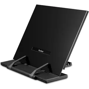 Metal Book Stand for Desk Portable Document Holder For Cook Book, Music Book, iPad, Laptop, Reading Rest with 7 Adjustable Positions and Page Paper Clips