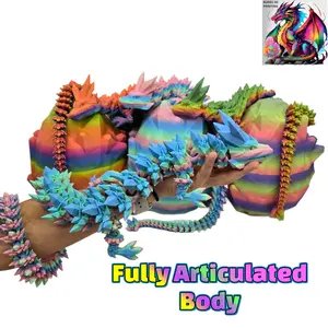 XXL Pastel Rainbow Crystal Dragons with Matching Eggs, Almost 30 Inches Long, Articulated Sensory Desk Fidget, Perfect gift for Men or Women
