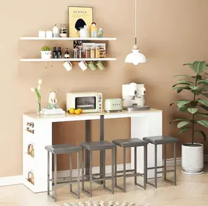 Wooden Kitchen Bar Table with Storage SpaceSmall Dining Table with 2 Chairs, Wooden BarDining Room, Kitchen Table Furniture StoA space-saving table suitable for small apartments, living rooms, kitchens, and dining roomsols