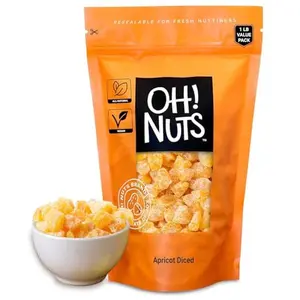 Oh! Nuts Dried Apricot - 1 lb - Dried Fruit Diced - No Sugar Added - Dehydrated Fruit Bites - Packed in New York Zip-Seal Bag for Exceptional Freshness