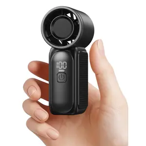 Portable Handheld Mini Fan, 6 Speeds 16900 RPM High Velocity Personal Fan with LED Display, USB Rechargeable, Mini Fan with Lanyard for Makeup, Travel, Outdoor, Gift for Women Girl, Black