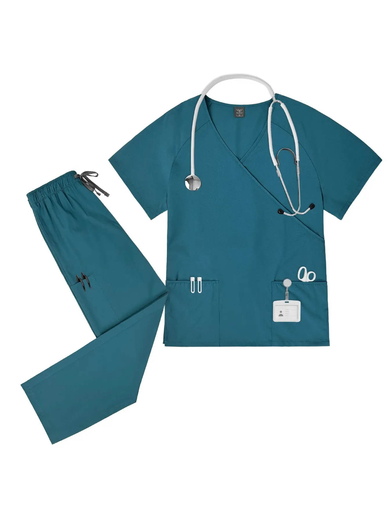 Workwear for Nurses in Beauty Salons and Maternity Centers, Women's Tie Waist Scrubs, Solid Color Short Sleeve and Long Pants, Thin and Quick-Drying, Casual and Comfortable Suitable for Daily Duty Postpartum Care Beauty Services and Other Scenarios