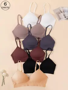 Women's Solid Wireless Bra, Soft Comfy Breathable Seamless Bra, Women's Lingerie for All Seasons, Womenswear, Unlined Breathable Bra