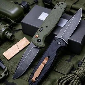 4300 Folding Knife – D2 Battlewash Blade, G10 Handle, Button Lock EDC Tool for Camping, Hiking & Outdoor Ergonomic RazorSharp EDC Knife