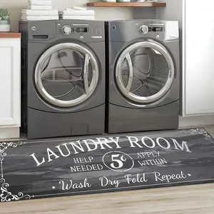Letter Print Laundry Room Mat, 5 Colors Available, Vintage Non-Slip Long Strip Carpet, Perfect for Kitchen Bathroom Laundry Balcony Decor, Non Slip Rugs