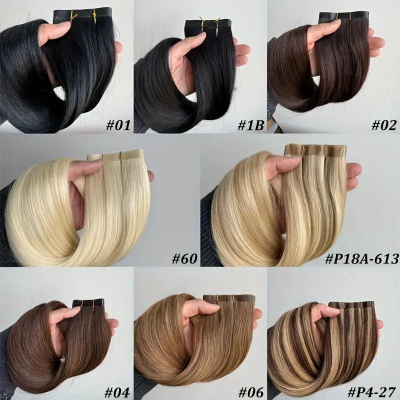 Long PU Weft Human Hair Bundles 12-28 Inch, No Glue Required, 80cm PU Weft 50g, Natural Real Human Hair Extensions, Salon Grade Quality