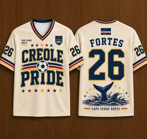 Custom Cape Verde Soccer Jersey Shirt, Retro Cream Mesh Football Tee, Blue Sharks 2026 Island Fan Gift, Personalized Game Day Top Shirt, The Big Tournament 2026 Inspired
