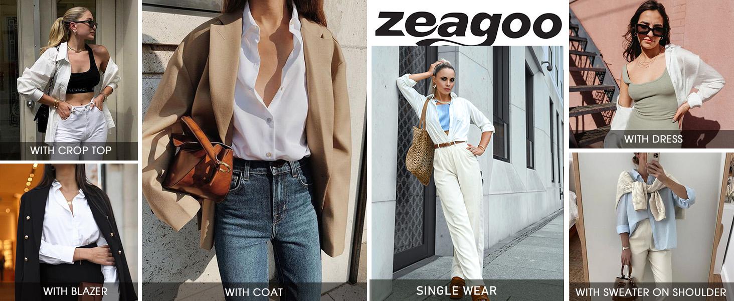 ZEAGOO Women's Longsleeves Button-Down Blouse, Floral Printed Lady Top with Elegance Style, Business Casual Work Outfits (S-XXL)