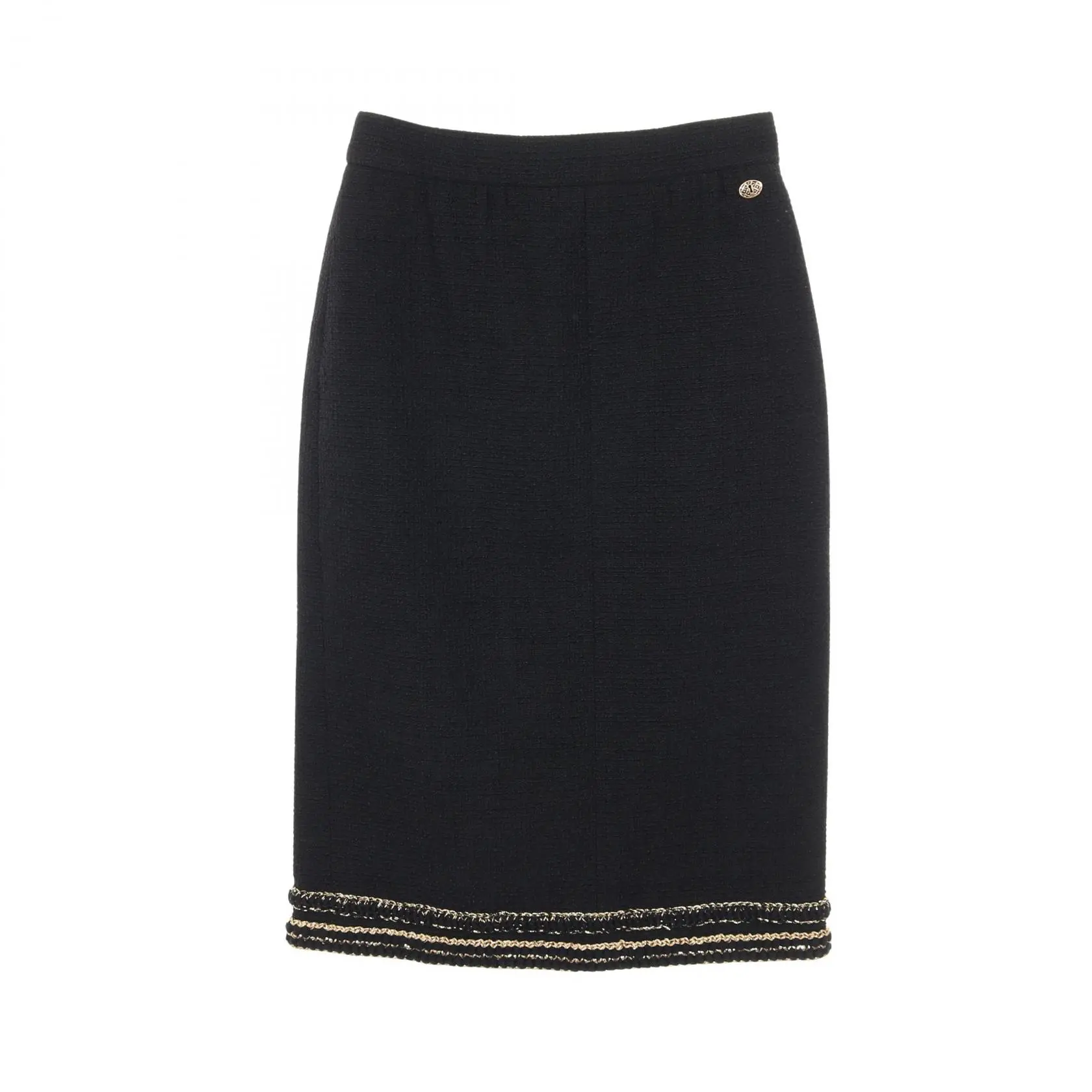 Pre-owned CHANEL Wool Small Leather Goods Tweed Skirt