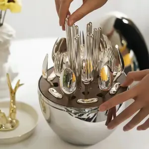 Magnetic Egg Set 24-Piece Luxury Stainless Steel Cutlery Set Kitchen Set Cutlery with Color Box Perfect for Home Dinner Parties & Gifts
