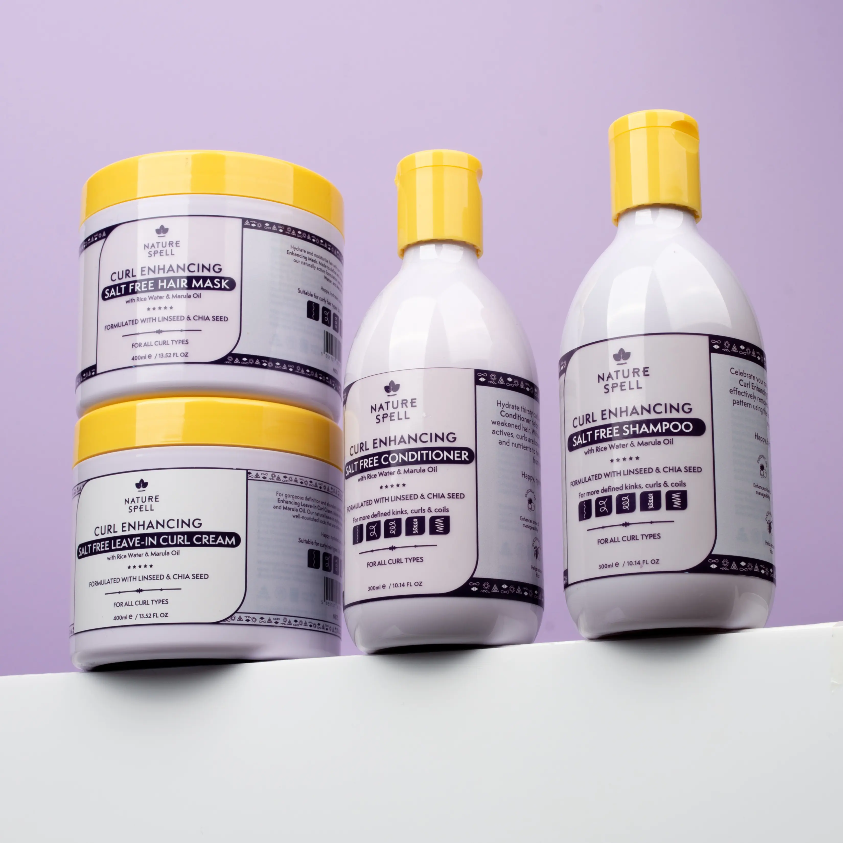 Nature Spell Curl Enhancing Curly Hair Products Set - Shampoo + Conditioner + Hair Mask + Leave in Curl Cream Nature Spell Curl Enhancing Curly Hair Products Set - Shampoo + Conditioner + Hair Mask + Leave in Curl Cream